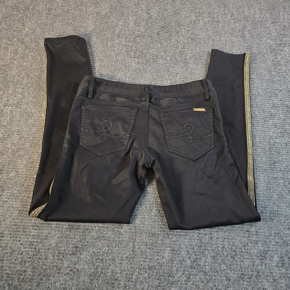 Lilly Pulitzer South Ocean Skinny Onyx Black Denim Jeans Sz 4 Pants Embellished